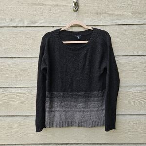 Eileen Fisher black gray ombre sweater yak wool silk blend PL LP petite large